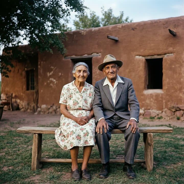 Foto antigua de abuelos restaurada y a color