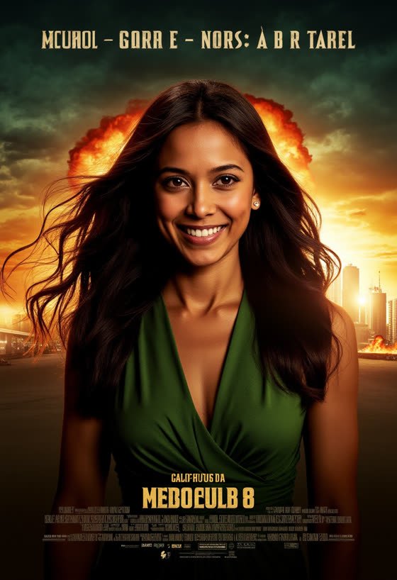 Póster de película con la modelo